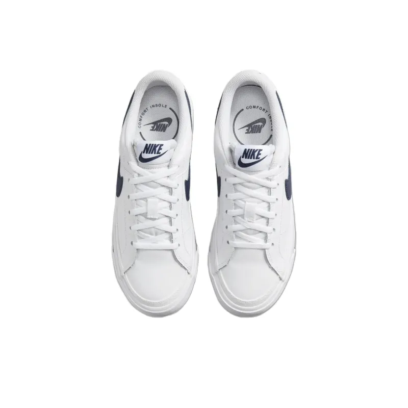 Nike Court Legacy Low Top Kids' Skateboarding Shoes White Blue Unisex-3