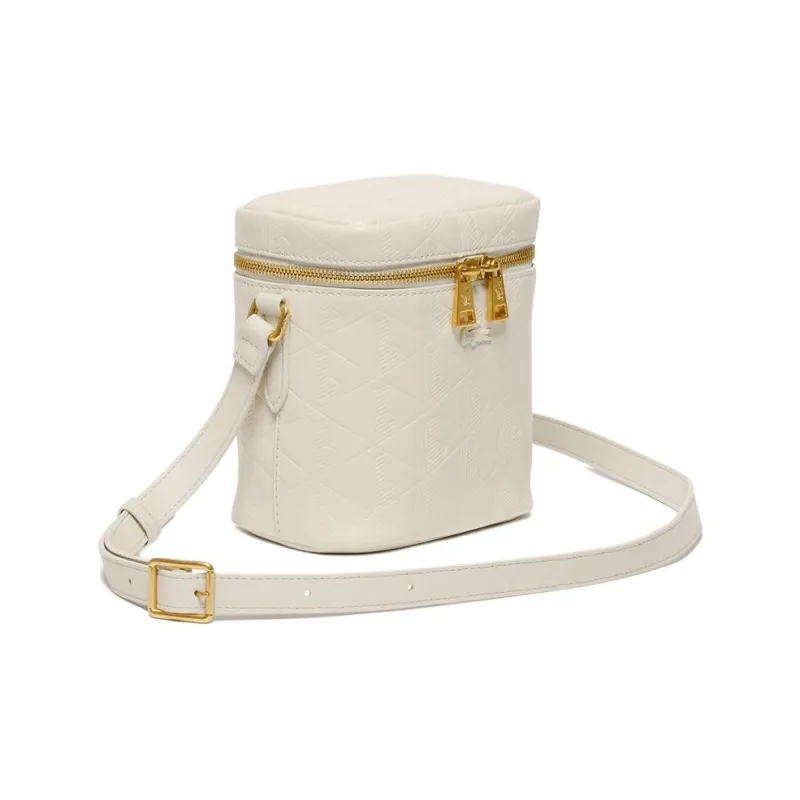 LACOSTE Cow Leather Crossbody Bag, Shoulder Bag Women's White-1