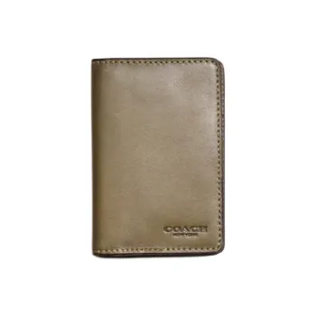 COACH Calfskin Wallet Unisex Army Green