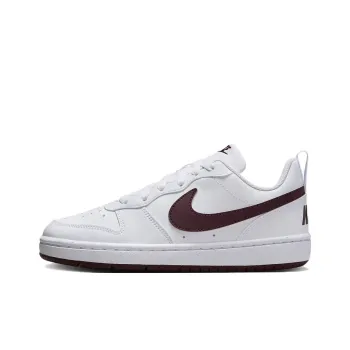 Nike Court Borough Anti Slip Wear Resistant Low Top Kids' Skateboarding Shoes White Coffee Teenagers