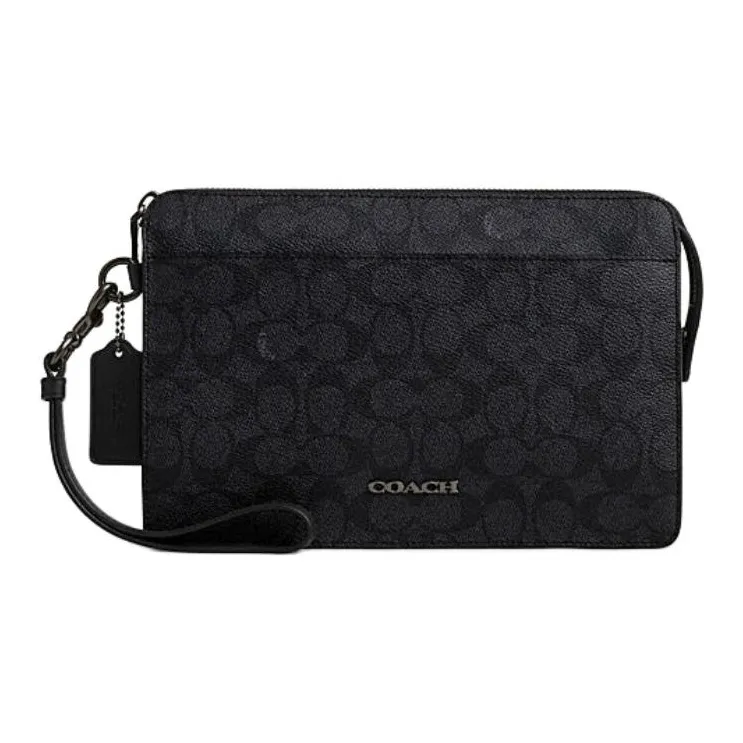 COACH Artificial Leather Clutch Medium Size Men's Charcoal Black & Black-0