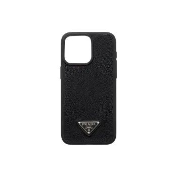 PRADA Saffiano Leather IPhone 15 Pro Max Case And Bag Accessory Men's Black