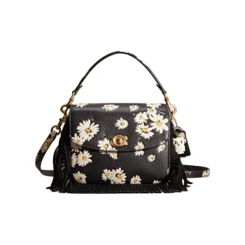 COACH Cassie Polished Pebbled Leather One Shoulder Handbags Small Size Women's Black Multicolor