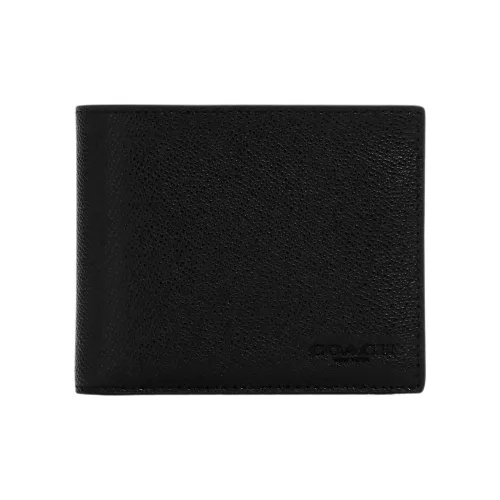 COACH Cross-Stitch Leather Wallet Mini Men's Black