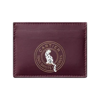 CARTIER Calfskin Card Holder Unisex Fuchsia