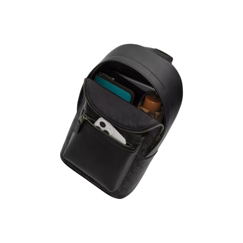 COACH Rowan Pebbled Leather Crossbody Fanny Pack Trumpets Men's Black-2