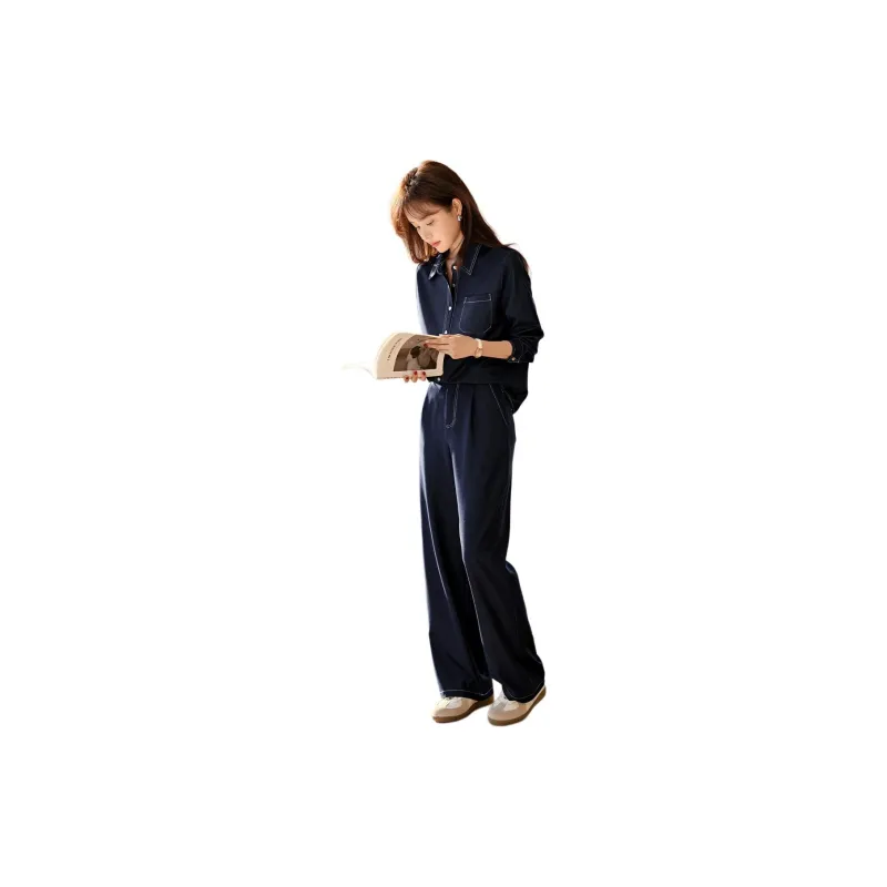 Mo Han Yi Mei Casual Suit Women's Denim Blue-2