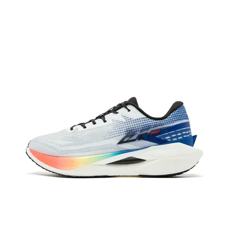 QIAODAN Flying Shadow PRO Anti Slip Wear Resistant Low Top Carbon Plate Running Shoes Men's White Blue-0