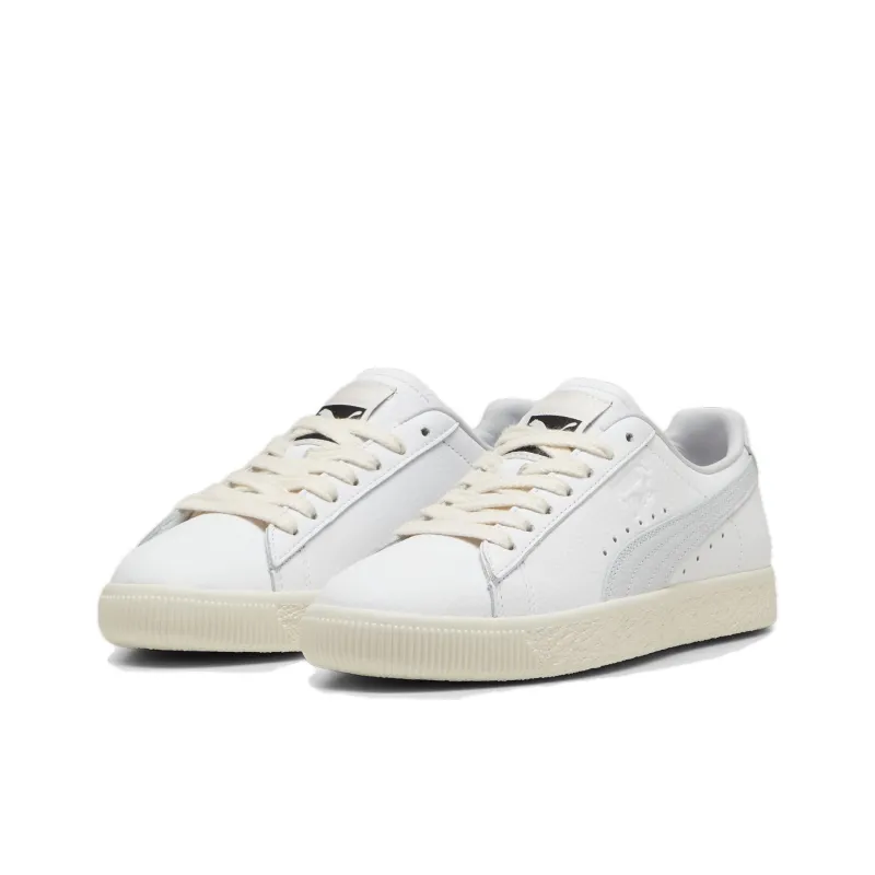 PUMA Clyde Anti Slip Wear Resistant Low Top Skateboard Shoes Unisex White-2