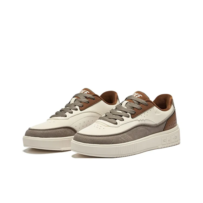 Erke Fun Play Durable Breathable Low-Top Skateboard Shoes Unisex Cream Gray Brown Stone-1