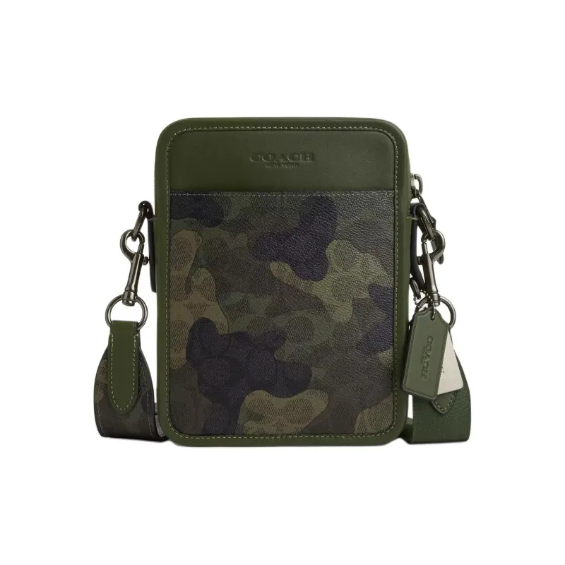 COACH Sullivan Coated Canvas With Smooth Calfskin Shoulder Bag, Crossbody Bag Small Size Men's Dark Color Trefoil-0