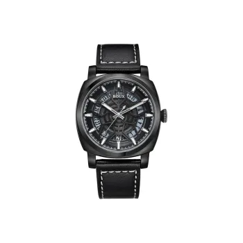 BOUX Galaxy Series Space Base Gull Automatic Mechanical Movement Cowhide Strap Watch Men's Watches Black Dial