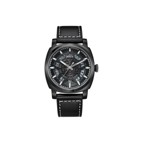 BOUX Galaxy Series Space Base Gull Automatic Mechanical Movement Cowhide Strap Watch Men's Watches Black Dial