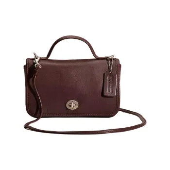 COACH Glove Tanned Leather Handbag, Shoulder Bag, Crossbody Bag Trumpets Women's Mahogany Brown