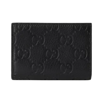 GUCCI Grained Leather Wallet Medium Size Unisex Black