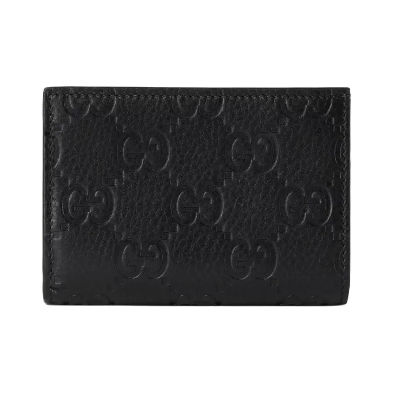 GUCCI Grain Leather Wallet Medium Size Unisex Black-0