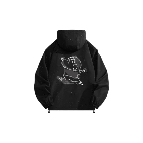 Crayon Shinchan Jackets Unisex Black Gold Foil