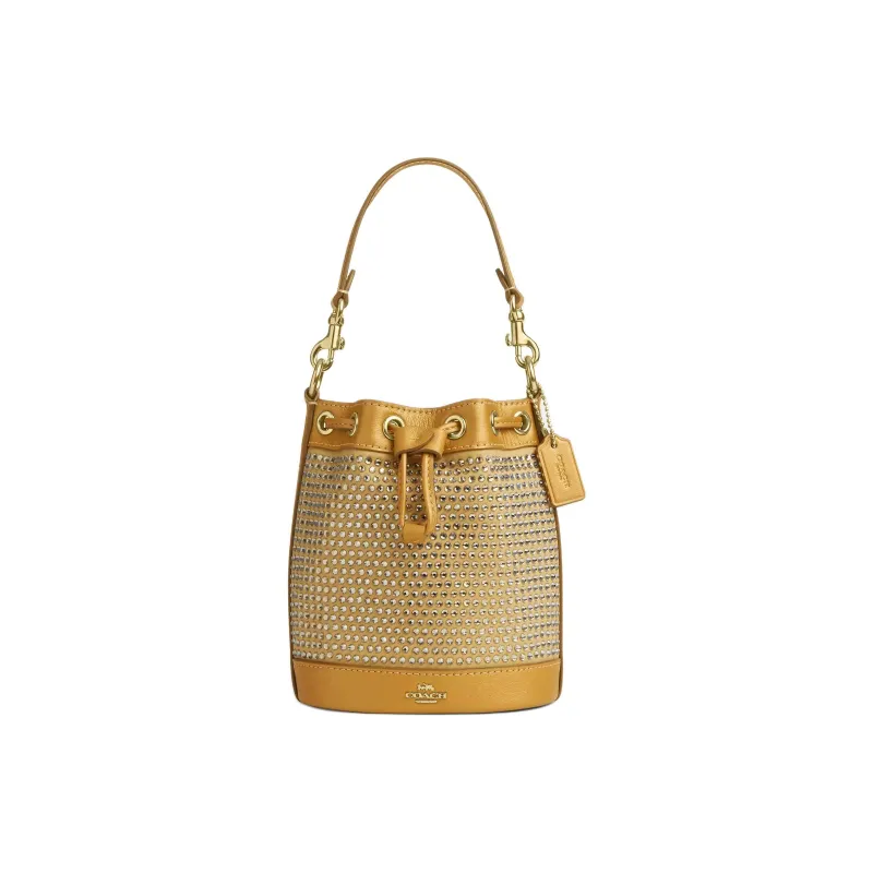 COACH Leather Bucket Bag, Portable Crossbody Bag, Shoulder Bag Mini Women's Yellow-0