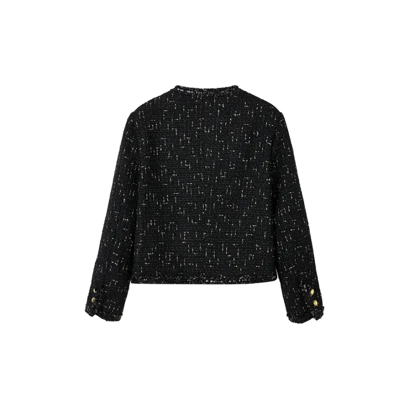 Yu Qianwen Cropped Coats Women's Black-1