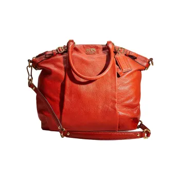 COACH Lindsey Leather Shoulder Bag Crossbody Bag Handbag Large Size Women's Brass Mosaic Color