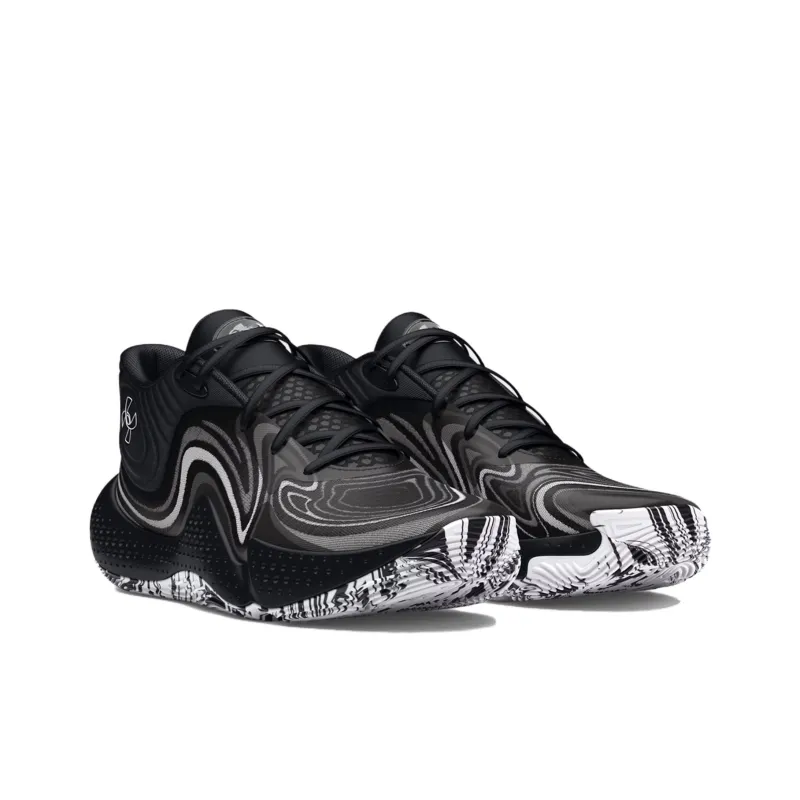 Under Armour Spawn 6 Anti Slip Wear Resistant Mid Top Basketball Shoes Unisex Black-2