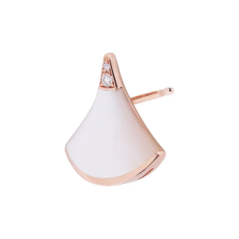 BVLGARI Divas' Dream Series Mother Of Pearl Diamond Earrings Women's Rose Gold 1 Pair-2