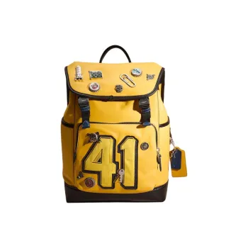 COACH LeagueFlap Premium Calfskin Backpack Large Size Women's Goldfinch Multicolor