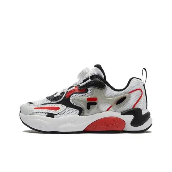 FILA KIDS Slip Resistant Cushioning Wear Resistant Breathable Low Top Kids' Running Shoes White Black Teenagers