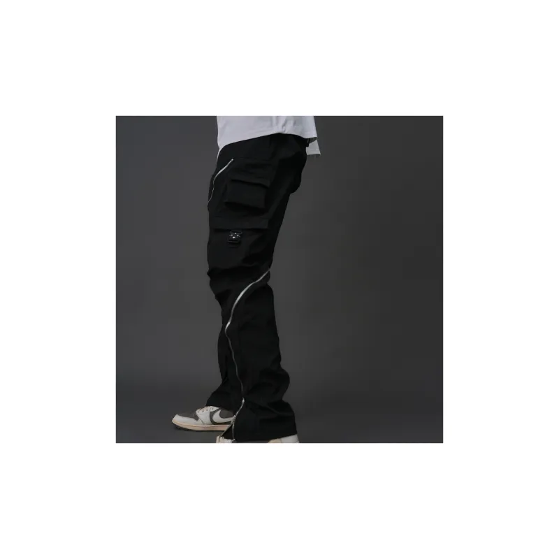 WILDX Vibe Casual Luxury Streetwear Pocket Zip Closure Straight Fit Unisex Cargo Pants-6