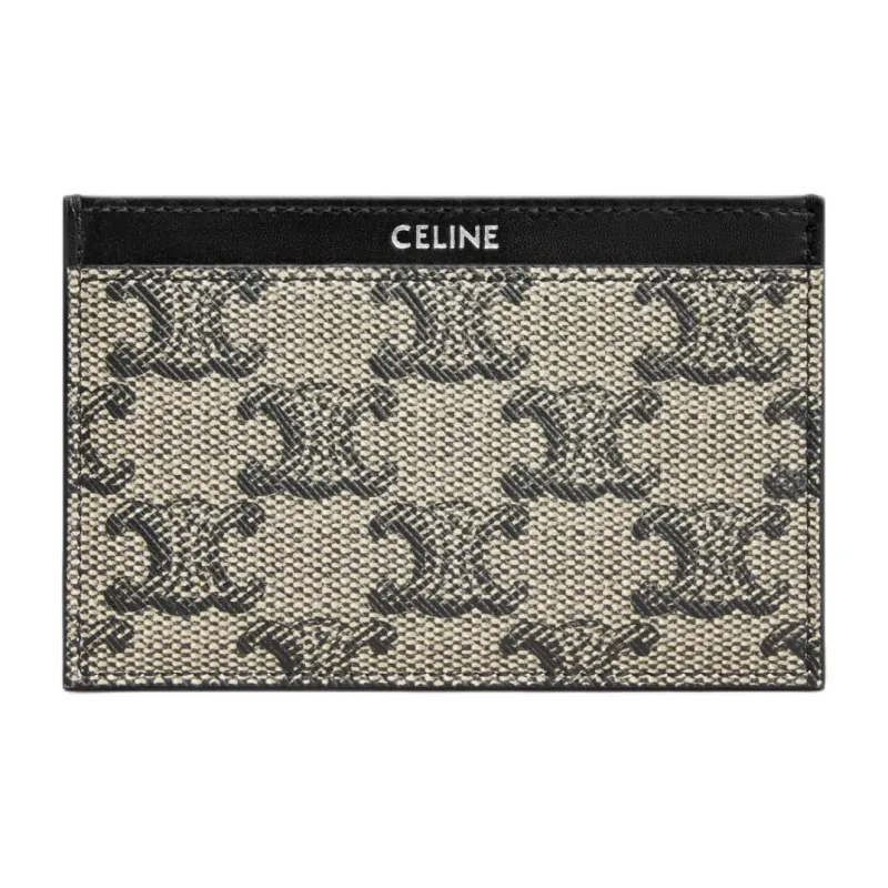 CELINE Triomphe Canvas Card Holder Men's Light Brown-0
