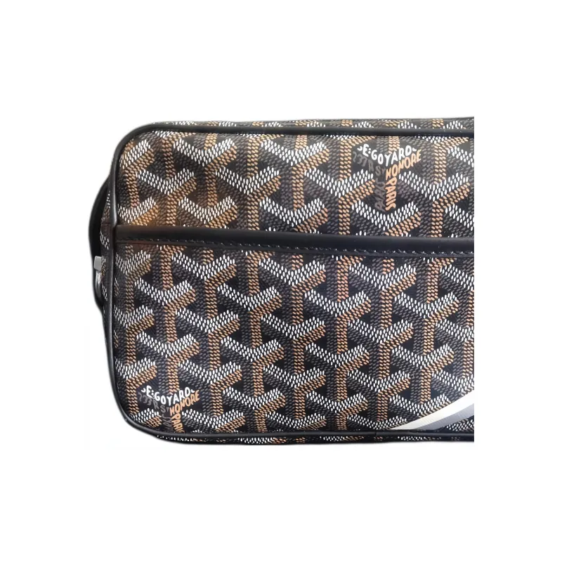 GOYARD Cap Vert Canvas With Leather Shoulder Bag, Crossbody Bag Unisex Black-3