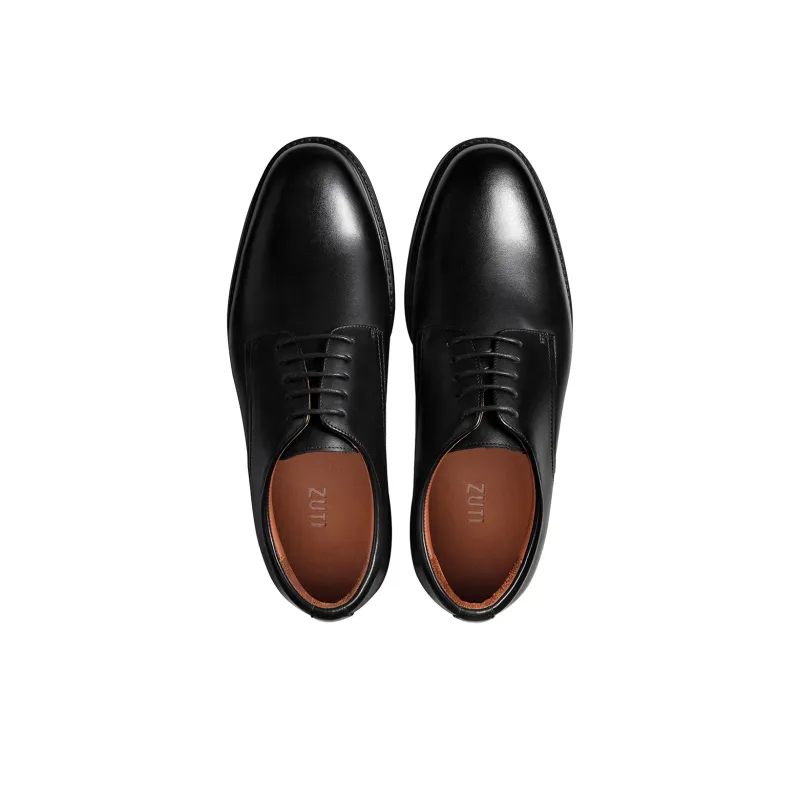 Zuti British Business Formal Versatile Derby Shoes Casual Shoes 6.5cm Men's Black-2
