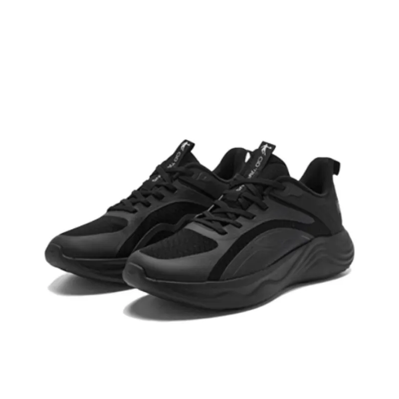 QIAODAN Anti Slip Wear Resistant Low Top Casual Running Shoes Men's Black-2
