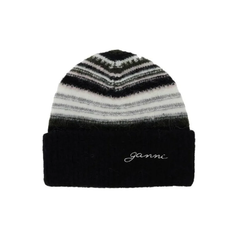 GANNI Striped Beanie-0