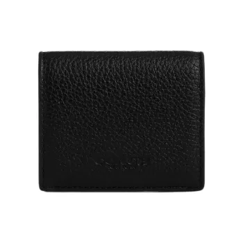 COACH High-Quality Pebbled Leather Coin Purse Mini Men's Black