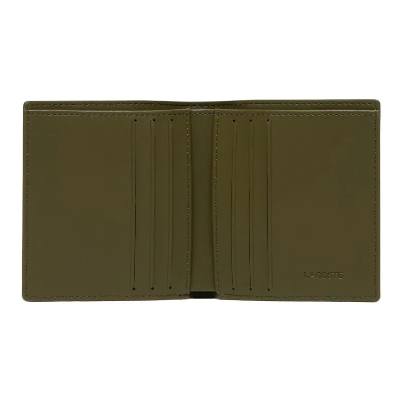 LACOSTE Cow Leather Wallet Men's Green-2