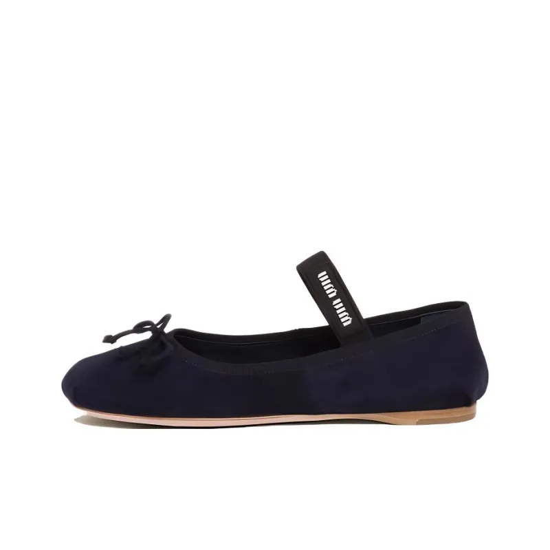 MIU MIU Flat Mary Jane Shoes Women's Dark Blue-0