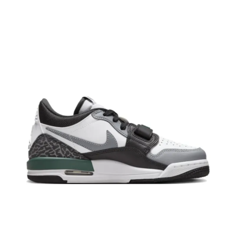 Jordan Legacy 312 Anti Slip Wear Resistant Low Top Children's Basketball Shoes White Gray Green Unisex-1