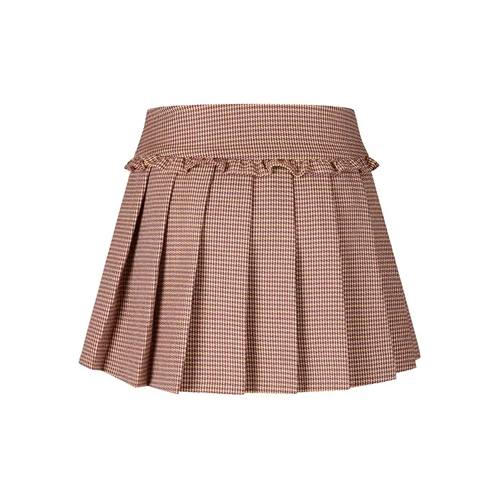 HERLIAN Casual Short Skirts Women's Brown Plaid-1