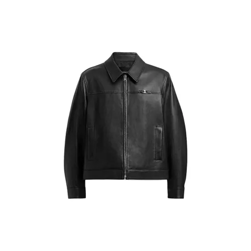 COACH Leather Jackets Men Black