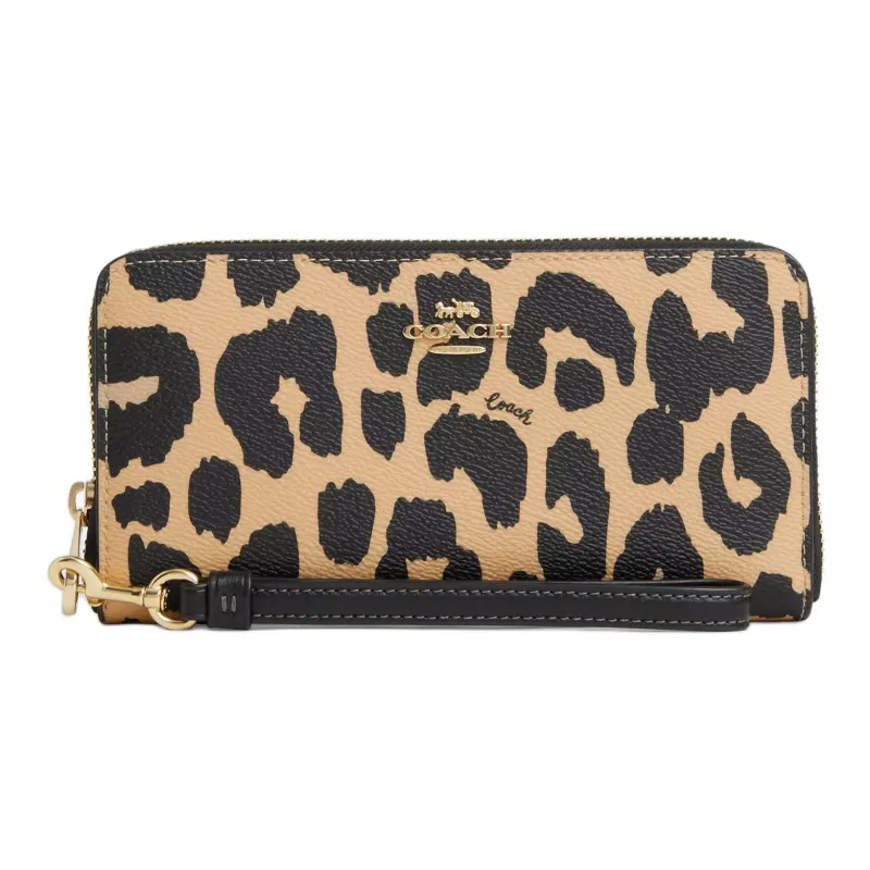 COACH Corner Zip Coated Canvas Wallet Small Size Women's Yellow & Black-0