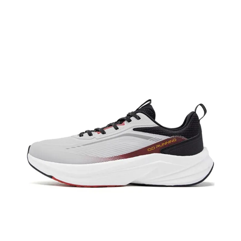 QIAODAN Anti Slip Wear Resistant Low Top Casual Running Shoes Men's Gray White Black-0