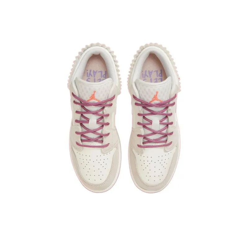 Jordan Air Jordan 1 LOW Anti Slip Wear Resistant Low Top Kids' Skateboarding Shoes Sail White Teenagers-6