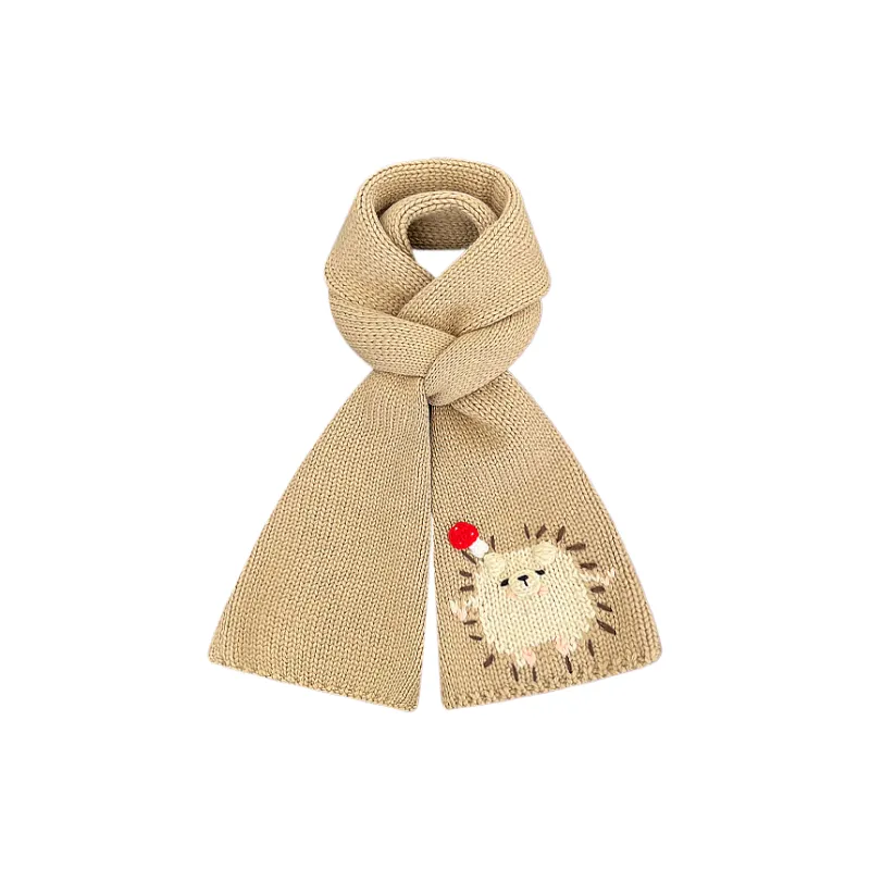 SLEEPYWALK Yarn Knit Scarves Unisex Beige/Khaki/Pink/Green/Red/Black-1