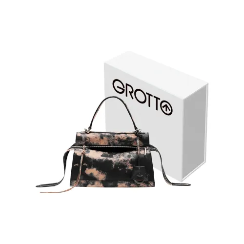 GROTTO Cow Leather Shoulder Bag Medium Size Women's Blended Black