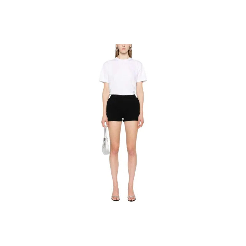 T By Alexander Wang Essential Terry Puff Paint Logo Sweatshort Black-2
