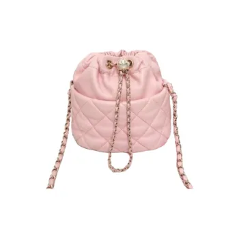 CHANEL Sheepskin Bucket Bag, Shoulder Bag, Crossbody Bag Women's Pink