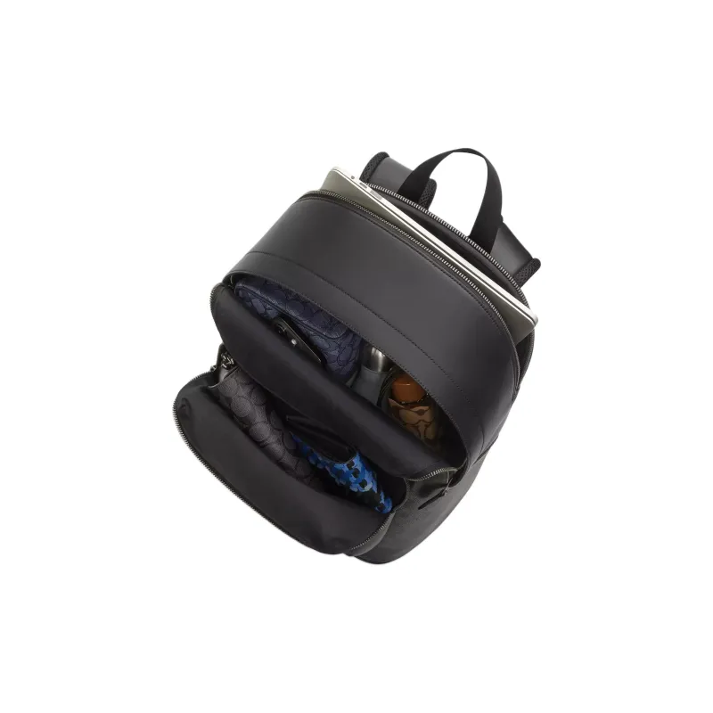 COACH Canvas Coated Canvas Backpack Large Size Unisex Charcoal-2