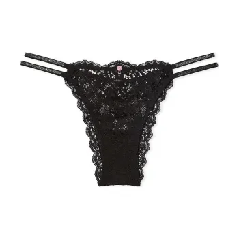 Victoria's Secret Dream Angels Twinkle Strap Lace Brazilian Panty / B Underpants Women's 1 Pack Black