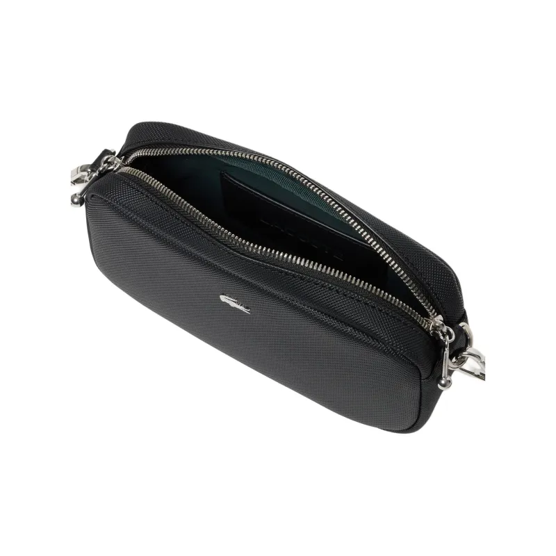 LACOSTE Synthetic Leather Shoulder Bag, Crossbody Bag Women's Black-3